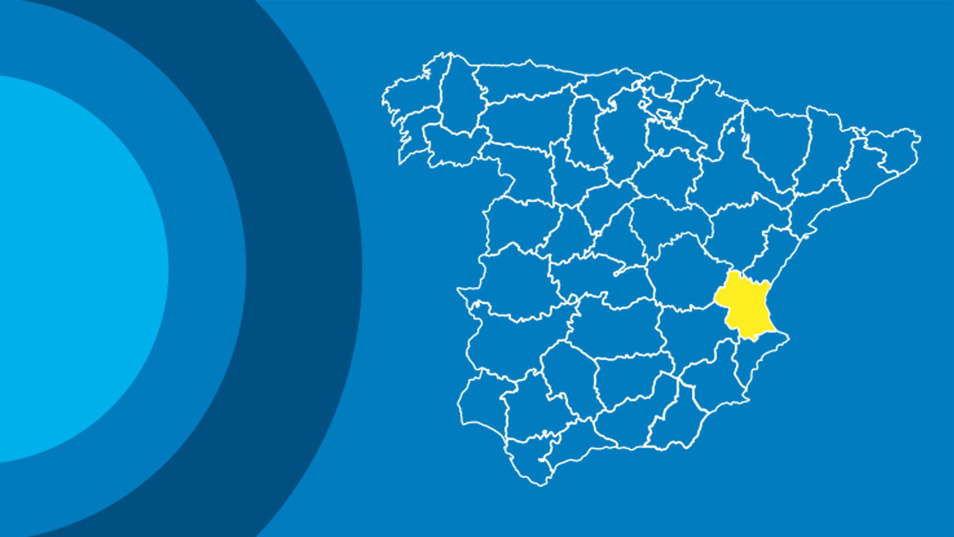Mapa de las provincias de España en el que se señala que la red de fibra óptica propia de DIGI ha llegado a la provincia de Valencia.
