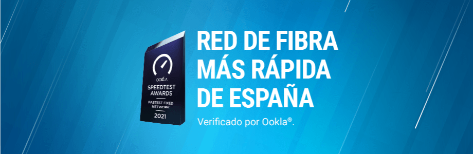 DIGI recibe el premio a la red de fibra optica más rápida de España según los Ookla Speedtest Awards.